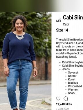 Cabi slim boyfriend Size 14